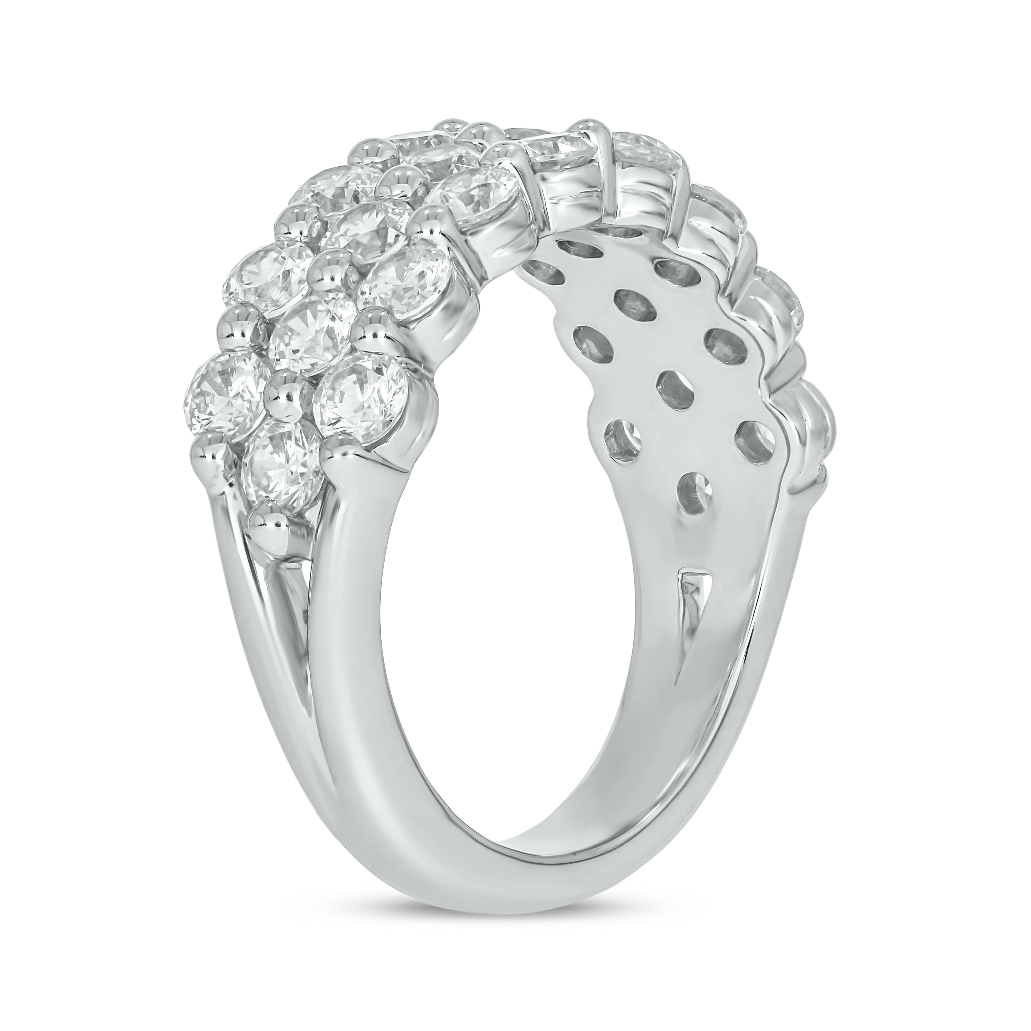 Jewelry Sale | Round Three-Row Diamond Band in 18k White Gold